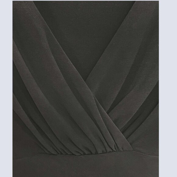 Lauren by Ralph Lauren Black Ruched Faux Wrap Dress Size 2P - Picture 8 of 9